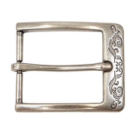 378-3202.SLC.1.jpg 1 ½" Squared Engraved Buckle - Antique Nickel Image