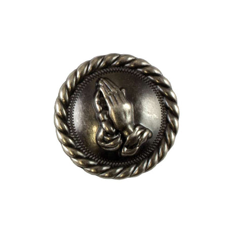 378-178802.SLC.jpg 1" Praying Hands Concho Left - Antique Nickel Plate Image