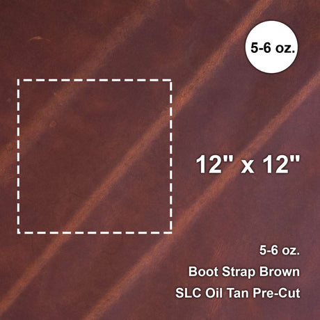 579-1220.SLC.1.jpg Boot Strap Brown 5-6 oz. Oil Tan Pre-Cut 12" x 12" Image
