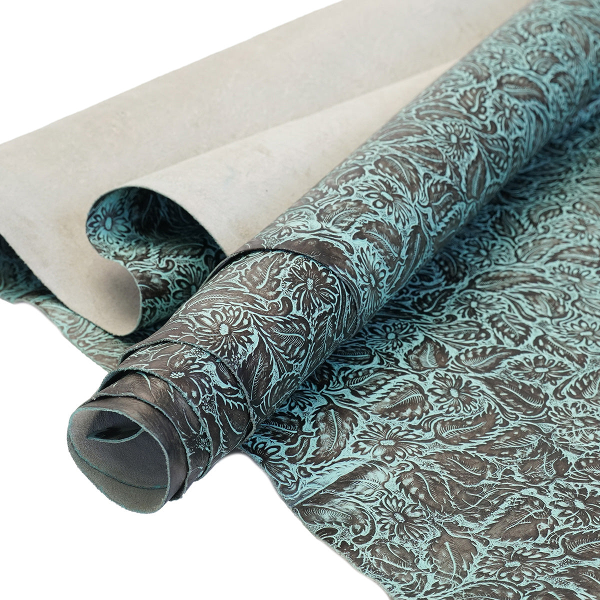 DFL.Turquoise Brown.02.jpg Daisy Floral Embossed Cow Image