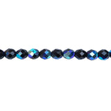8mm Jet AB Bead Strand - Firepolished