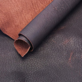 Matte Dark Brown Shrunken Grain Buffalo Double Shoulders
