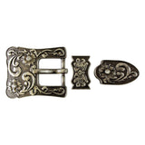 3pc Floral with Stones Buckle
