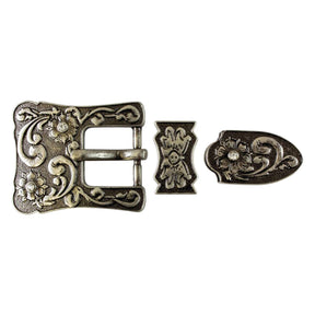 3pc Floral with Stones Buckle