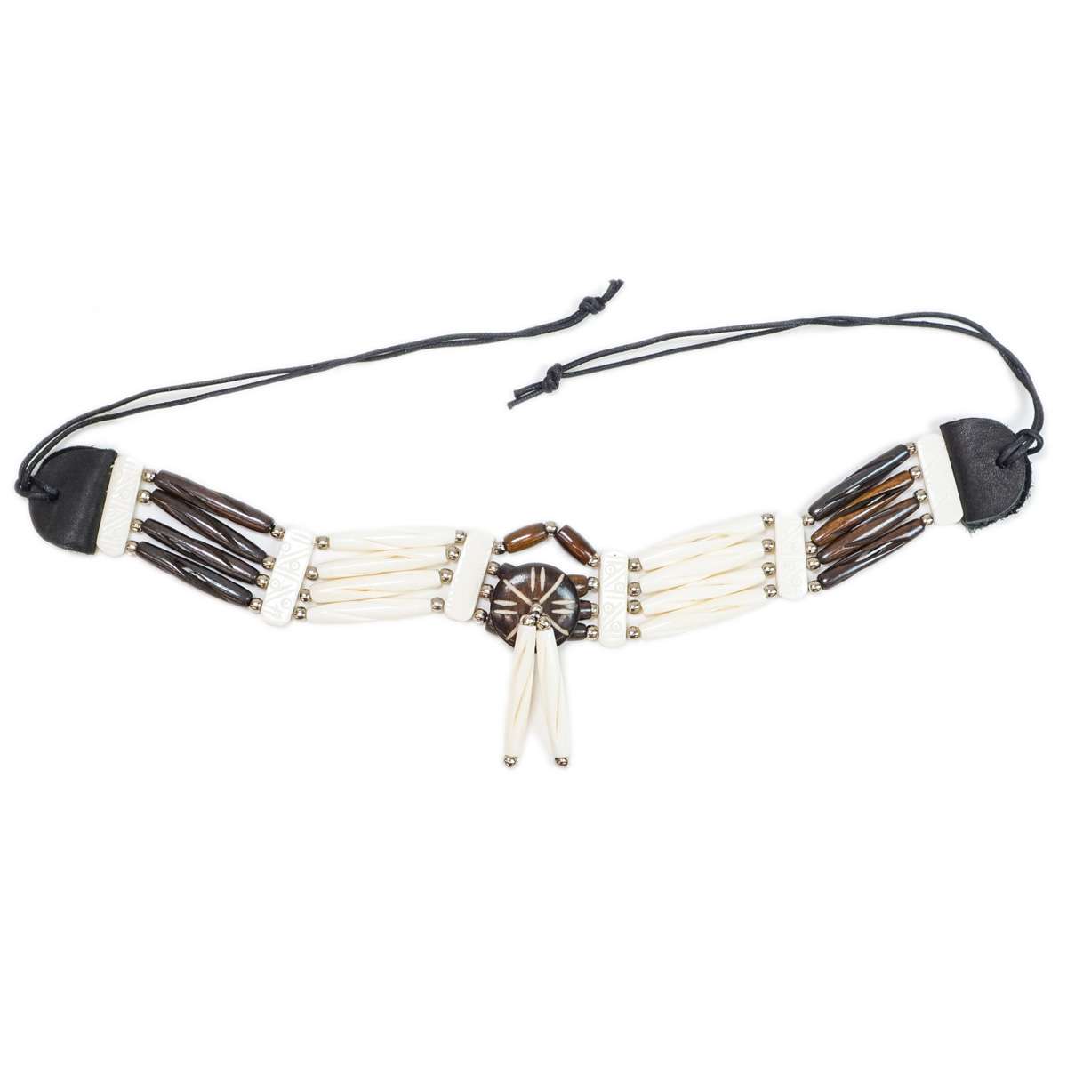 16-5453.SLC.2.jpg Bone Choker - Brown & White Cut Beads Image