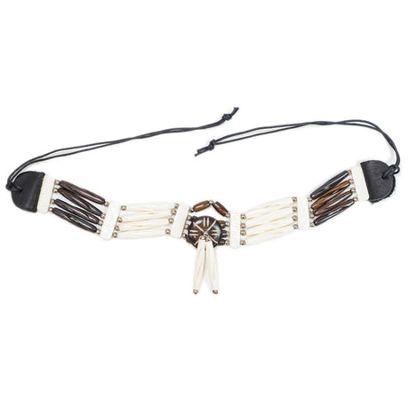 16-5453.SLC.2.jpg Bone Choker - Brown & White Cut Beads Image