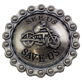 1 1/4" See US Save Us Concho - Antique Nickle Plate