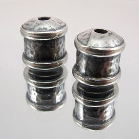 10mm Hammered Bead Cap - Antique Silver Plate