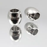 Large Hole Silver Barrel Beads - 4pk