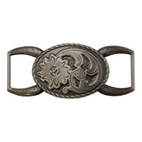 ¾" Floral Oval Connector - Antique Silver Plate