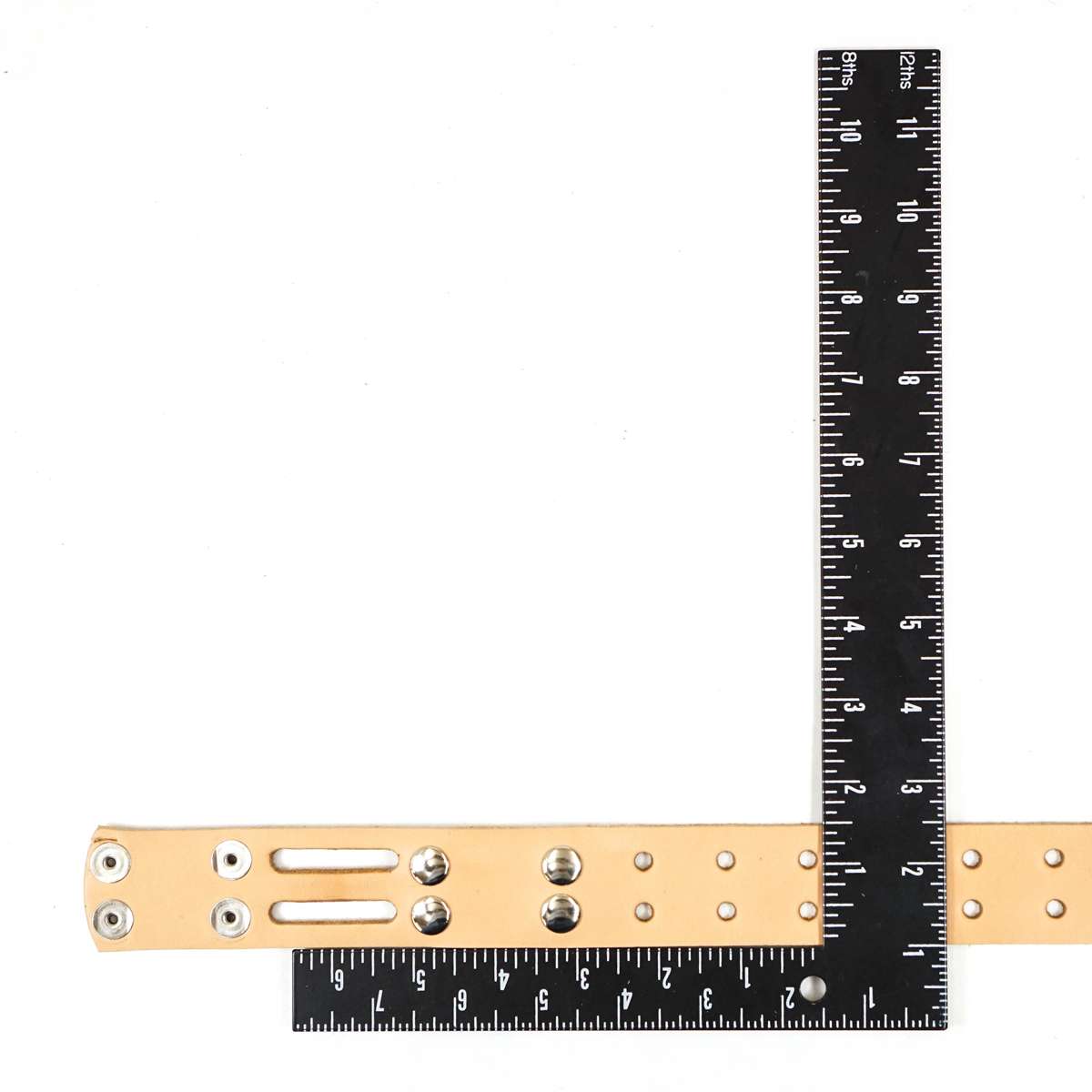 100-2019.SLC.2.jpg 1 1/2" Natural Hermann Oak Double Hole Belt Blank w/ Snaps Image