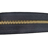 YKK #5 Zipper Tape - Black/Brass Yard