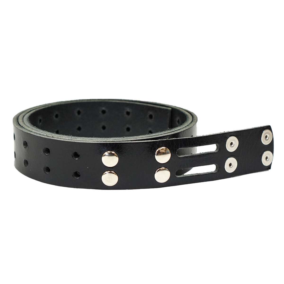 100-2049.SLC.1.jpg 1 1/2" Black Buffalo Double Hole Belt Blank w/ Snaps Image