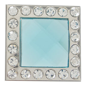Small Square Turquoise Crystal Concho - Nickel Plate