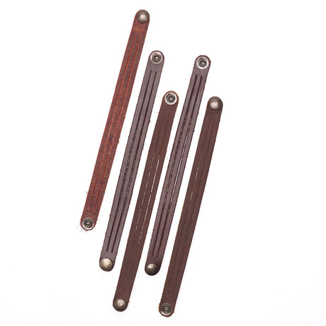 144-47463095.SLC.01.jpg 5pk Oil Tan Mystery Braid Bracelets - Antique Brass Snap Image