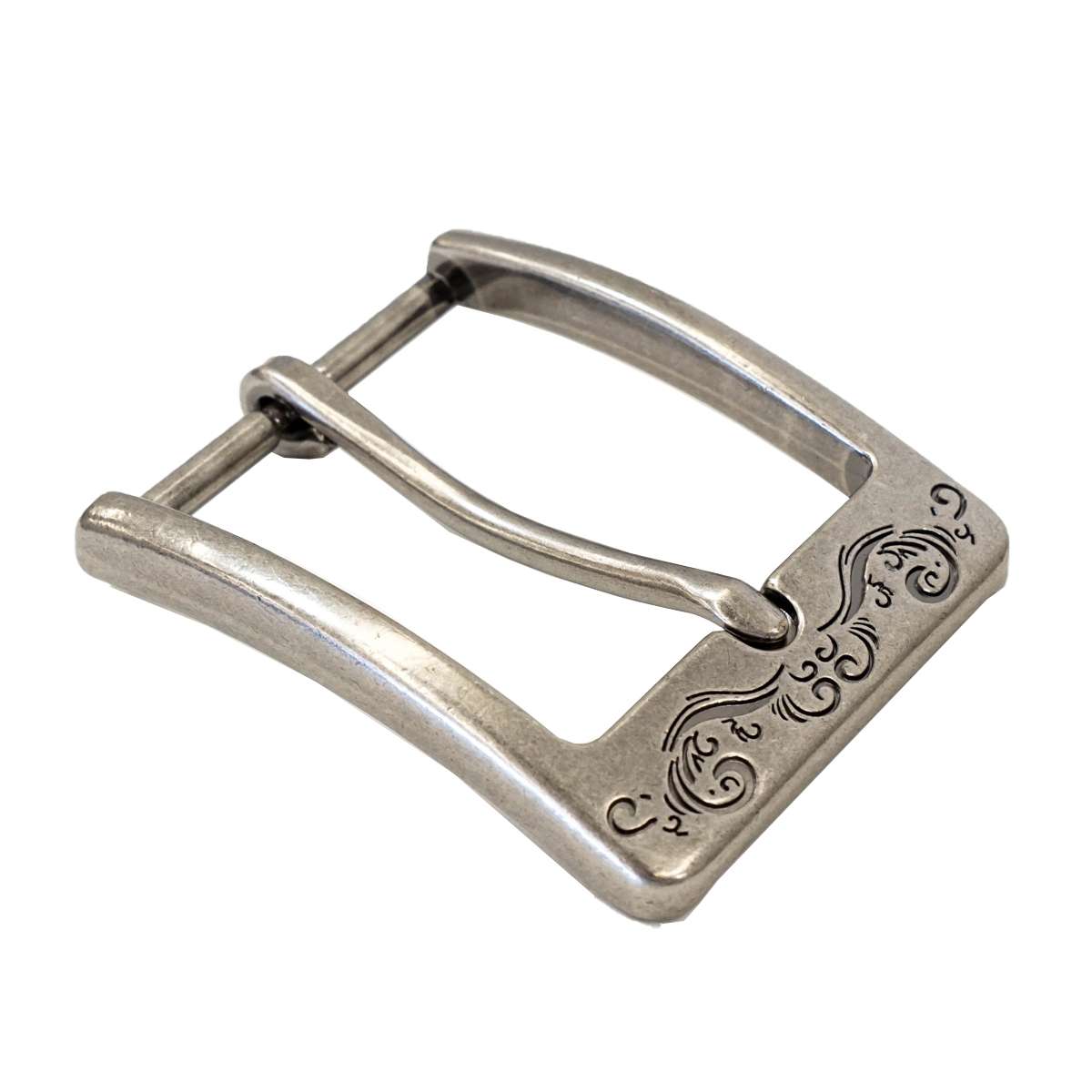 378-3202.SLC.2.jpg 1 ½" Squared Engraved Buckle - Antique Nickel Image
