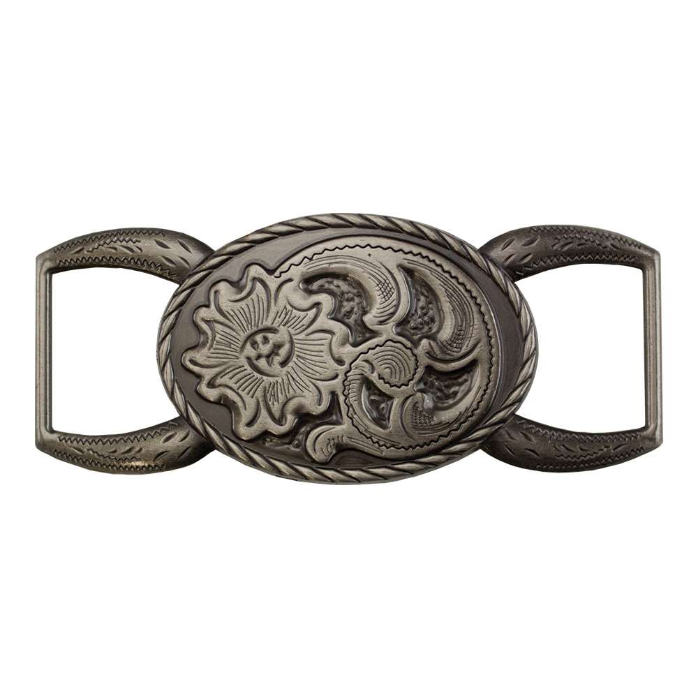 378-4320.SLC.jpg ¾" Floral Oval Connector - Antique Silver Plate Image