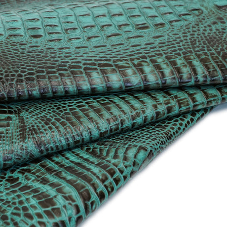 665-1508.SLC.1.jpg Italian Hornback Embossed Side - Aqua Brown Image