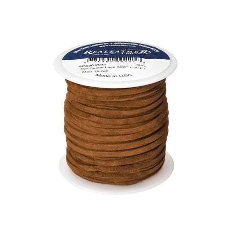 28-9012.SLC.01.jpg Lace Suede Medium Brown 3/32" x 50ft Image